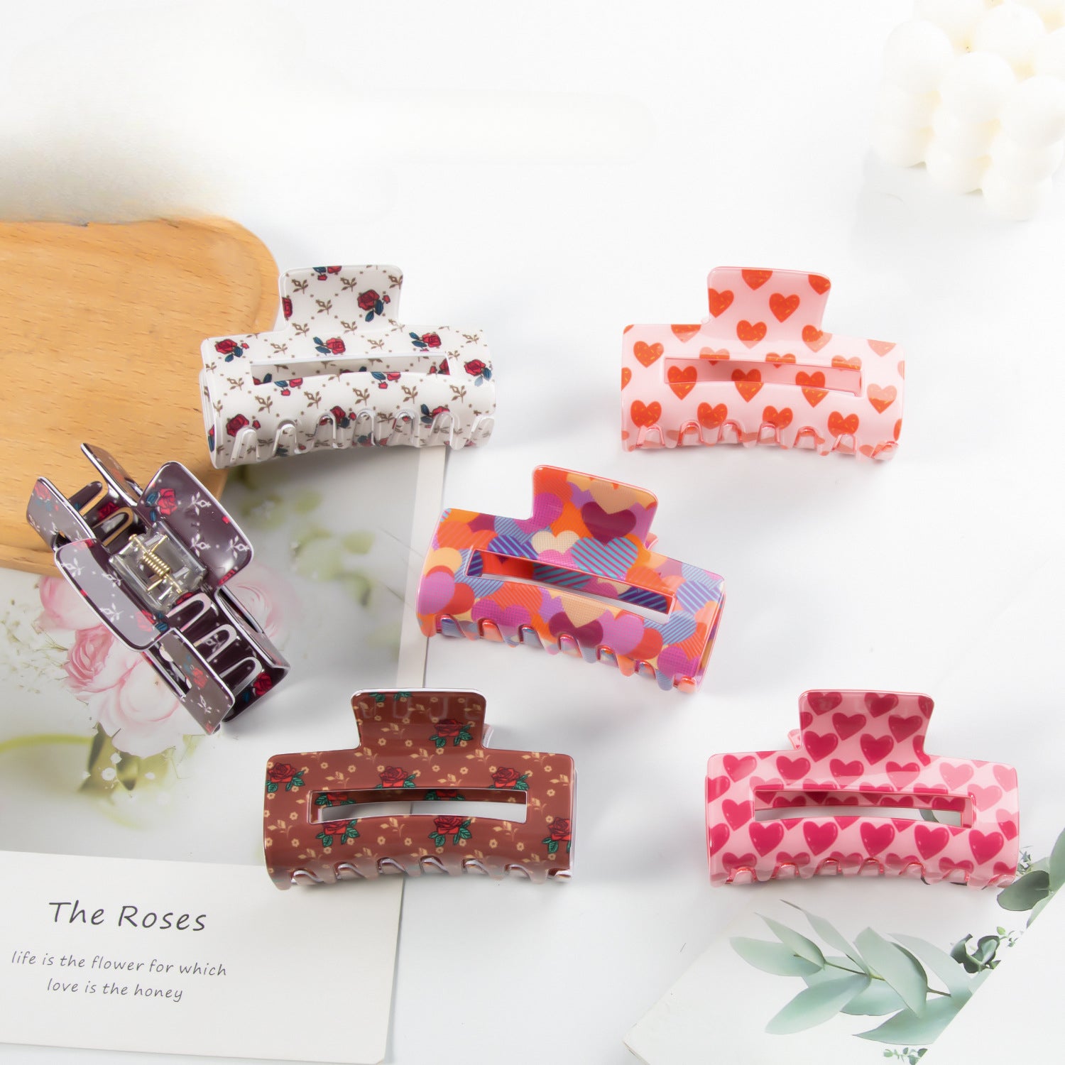 Wholesale Valentine's Day Square Hair Clips